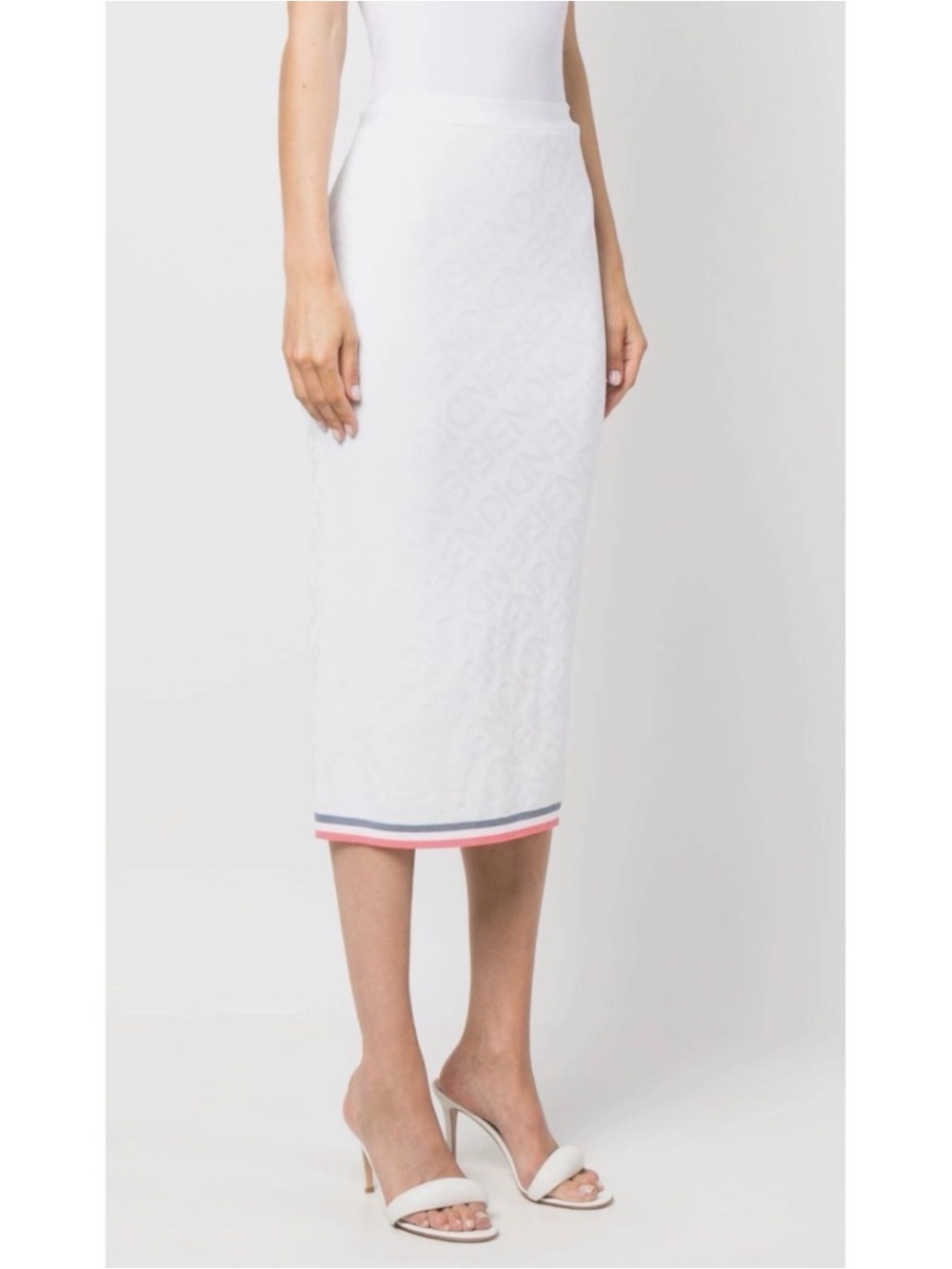 NWT Fendi Monogram White Viscose Skirt Summer Size Small 38 FF